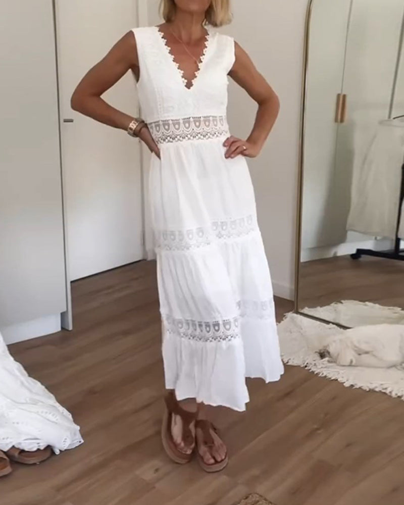 Agnes™ - Vacation Lace Dress with V-Neck