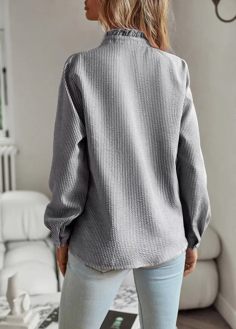 Jodie | Elegant Long Sleeve Blouse with Notched Collar