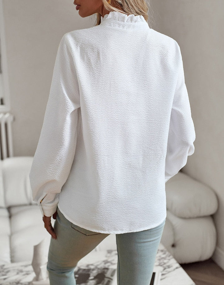 Jodie | Elegant Long Sleeve Blouse with Notched Collar