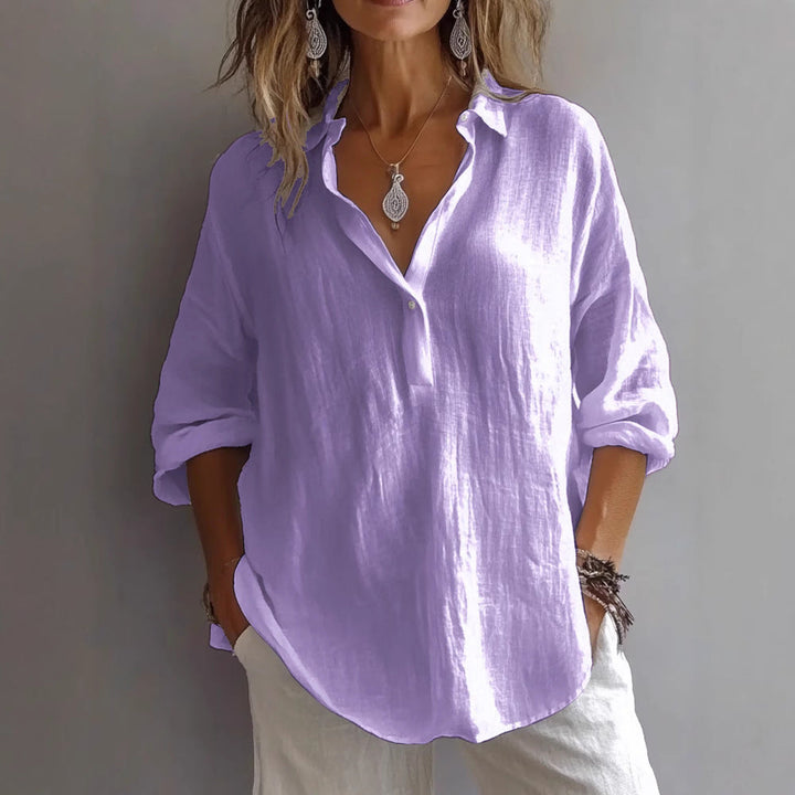 Lynn™ Comfortable Button-Up Cotton Blouse