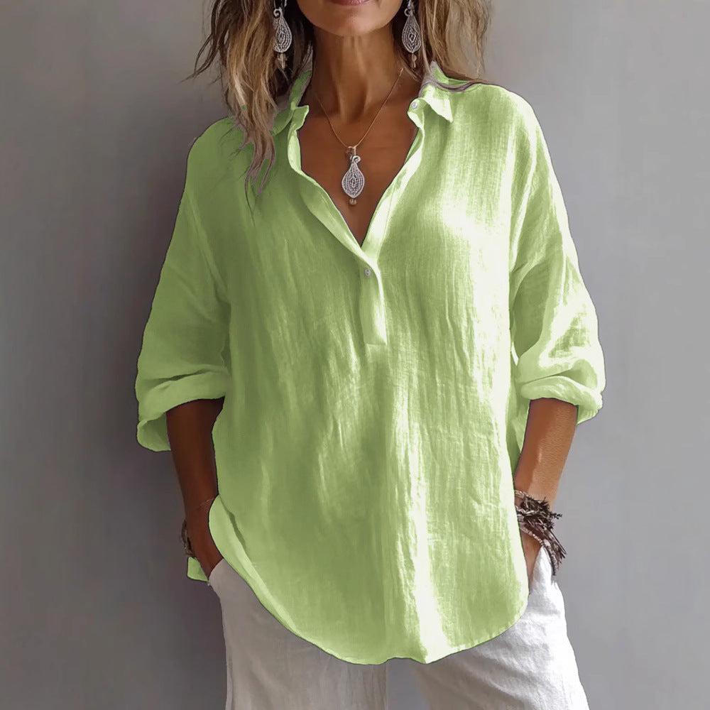 Lynn™ Comfortable Button-Up Cotton Blouse