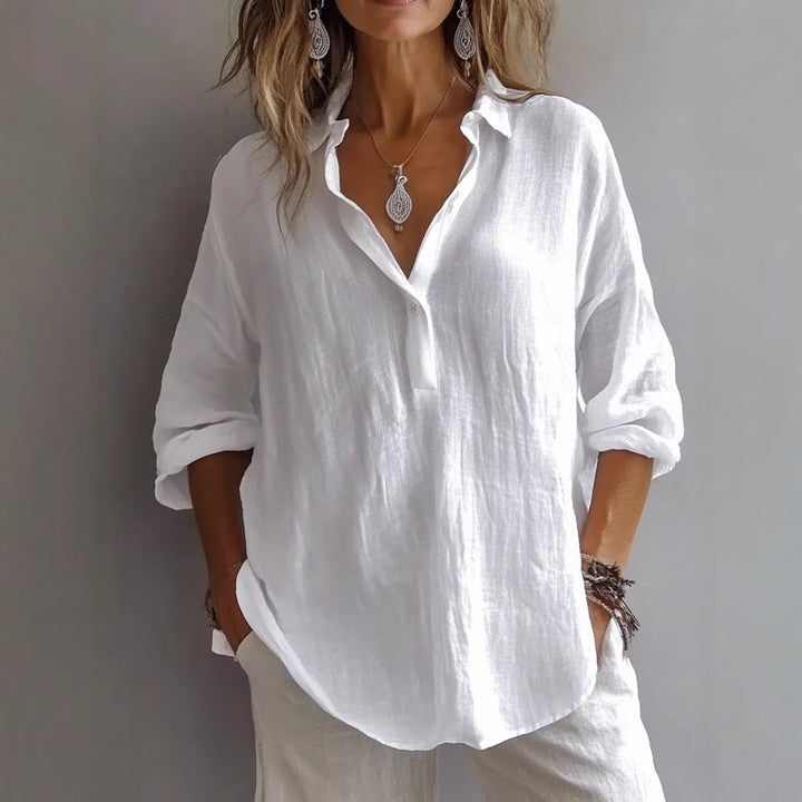 Lynn™ Comfortable Button-Up Cotton Blouse