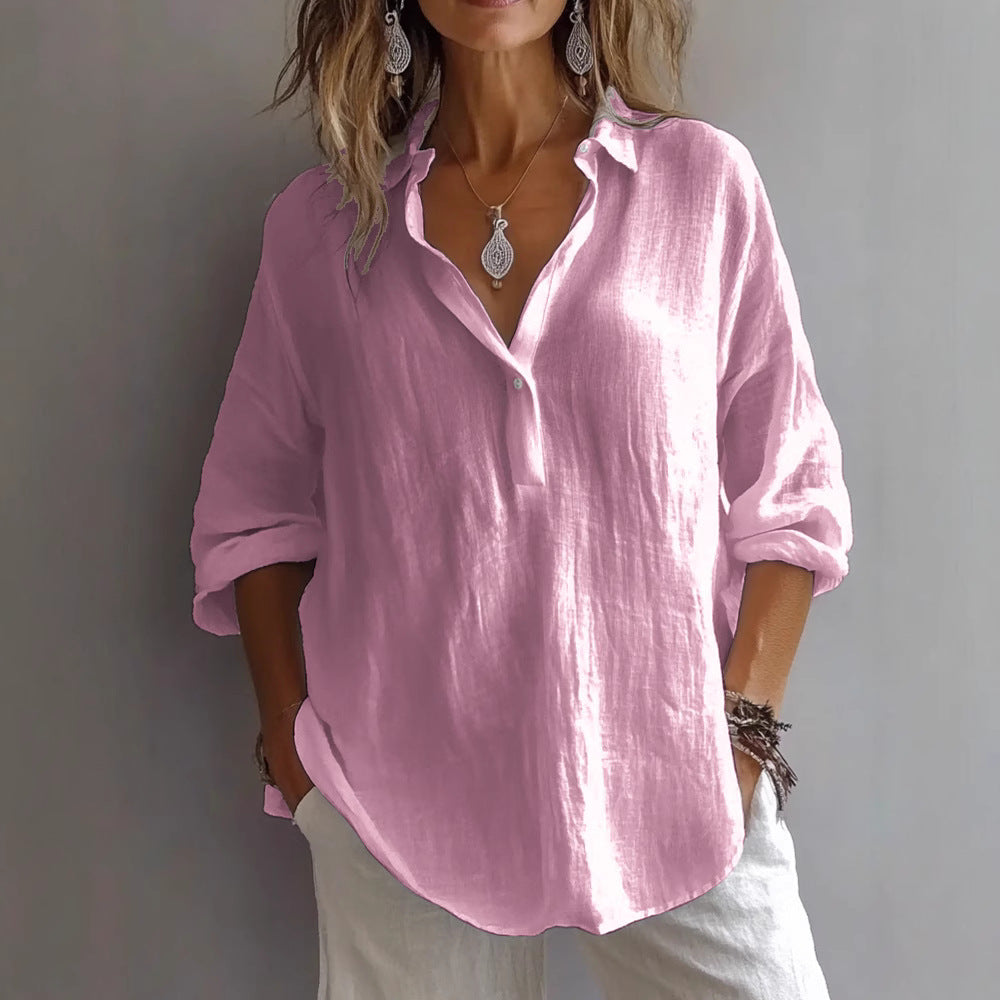 Lynn™ Comfortable Button-Up Cotton Blouse