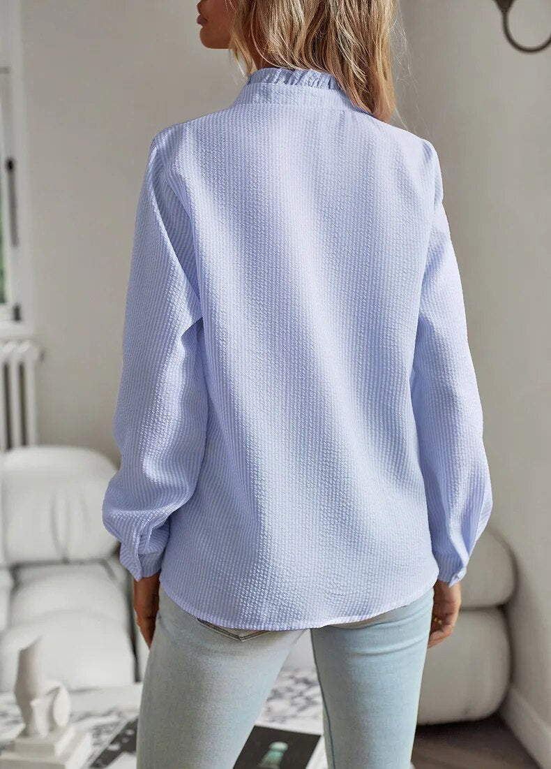 Jodie | Elegant Long Sleeve Blouse with Notched Collar