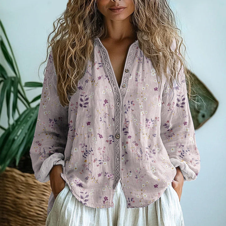 Amber™ | Vintage Leaf Print Blouse