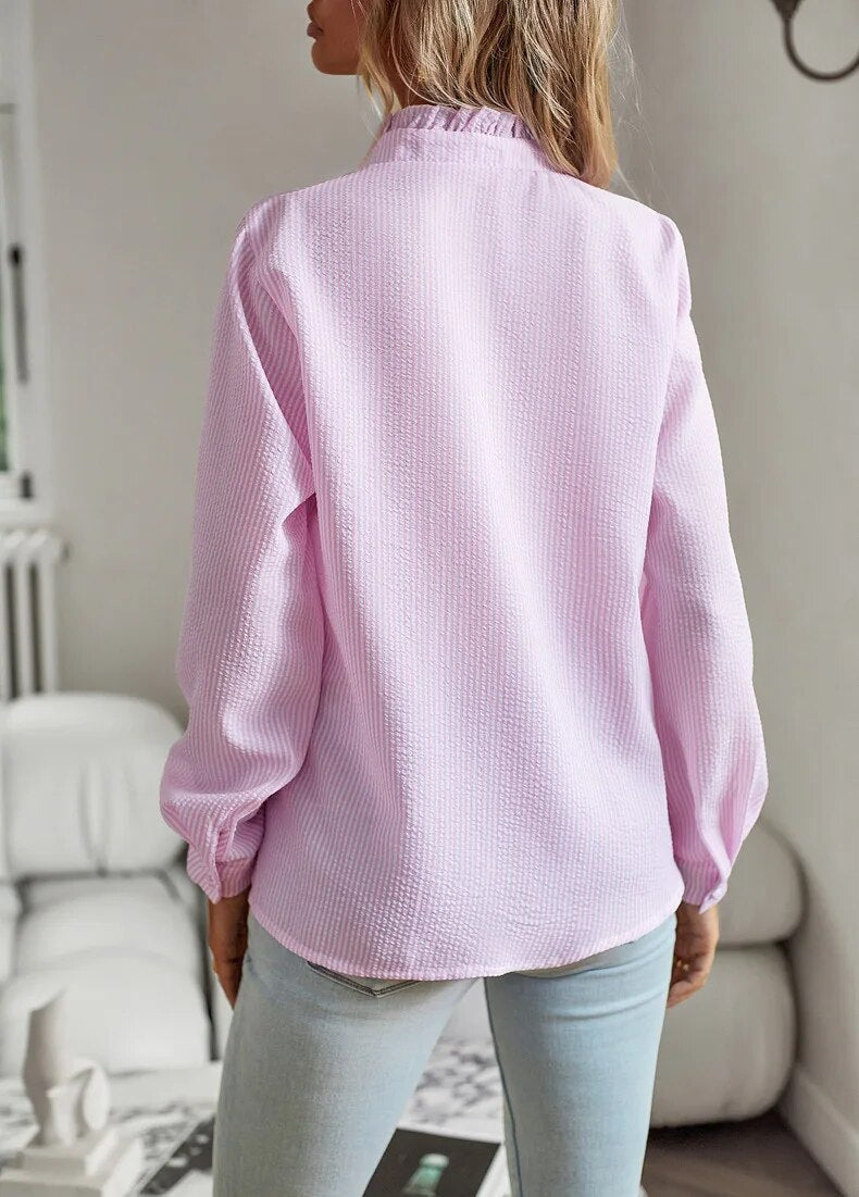 Jodie | Elegant Long Sleeve Blouse with Notched Collar