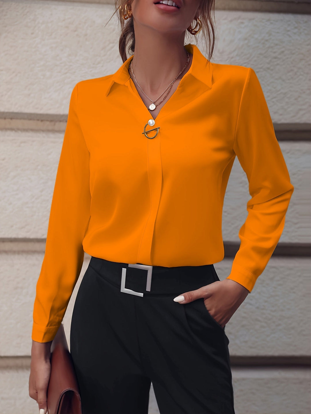 Martina | Elegant Chiffon Blouse with V-Neck and Buttons