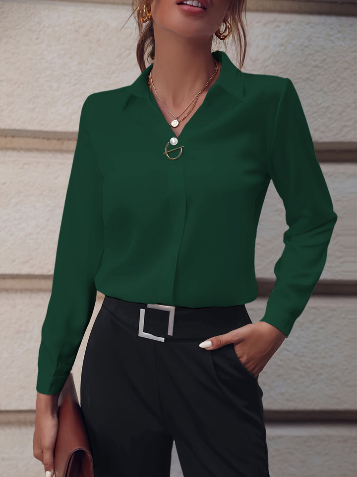 Martina | Elegant Chiffon Blouse with V-Neck and Buttons