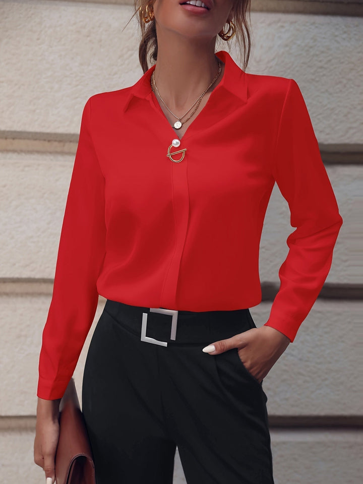 Martina | Elegant Chiffon Blouse with V-Neck and Buttons