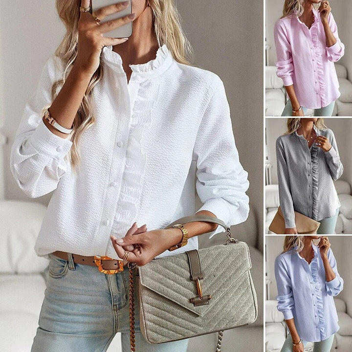 Jodie | Elegant Long Sleeve Blouse with Notched Collar