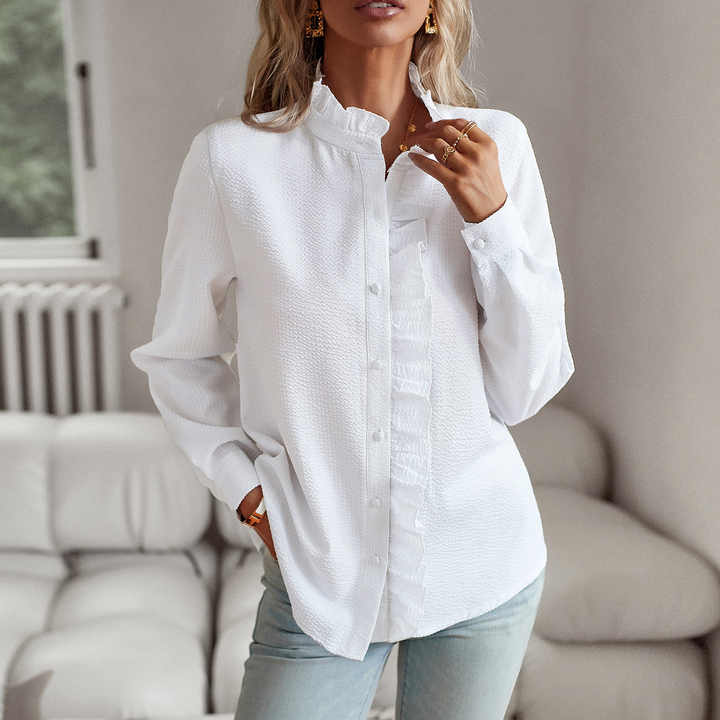 Jodie | Elegant Long Sleeve Blouse with Notched Collar
